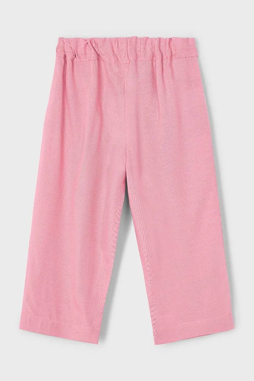 Детские бюки с примесью льна Mayoral цвет розовый однотонные 3551 Детские бюки с примесью льна Mayoral цвет розовый однотонные 3551