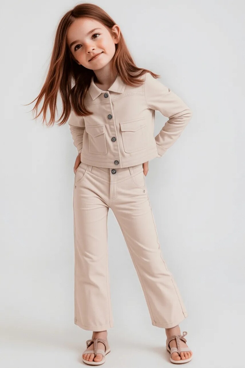 Mayoral pantaloni copii culoarea bej, neted, 3555