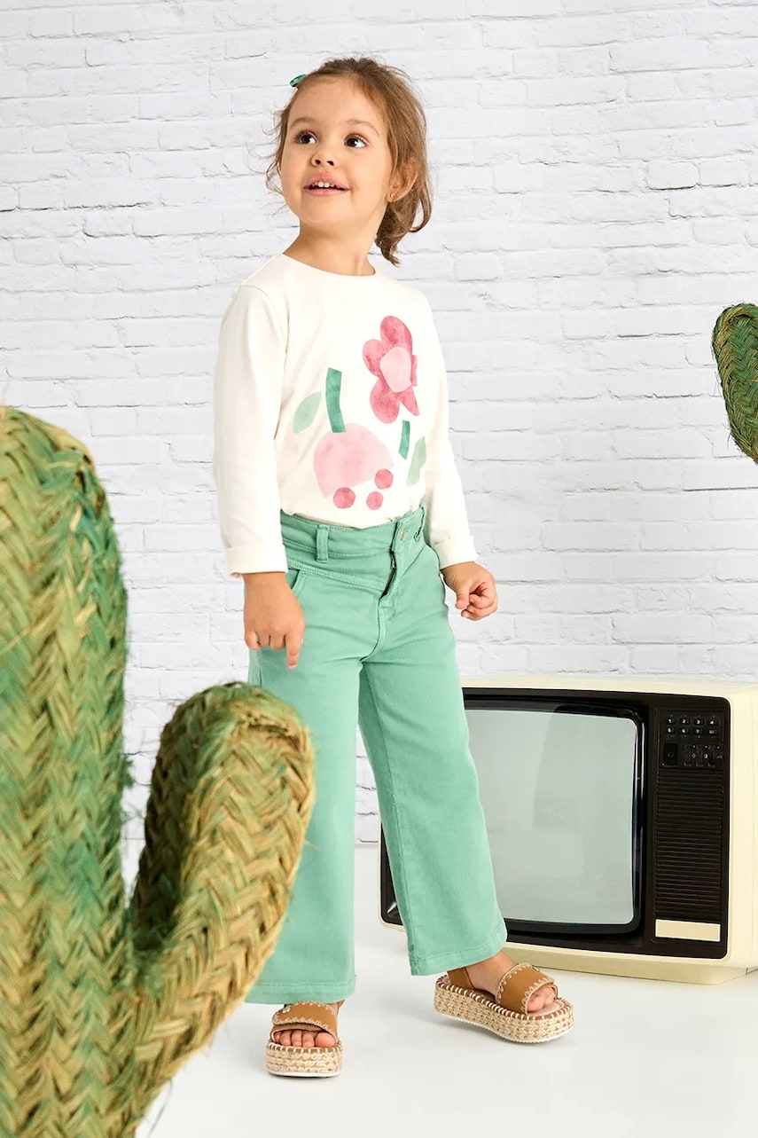 Mayoral pantaloni copii culoarea verde, neted, 3555