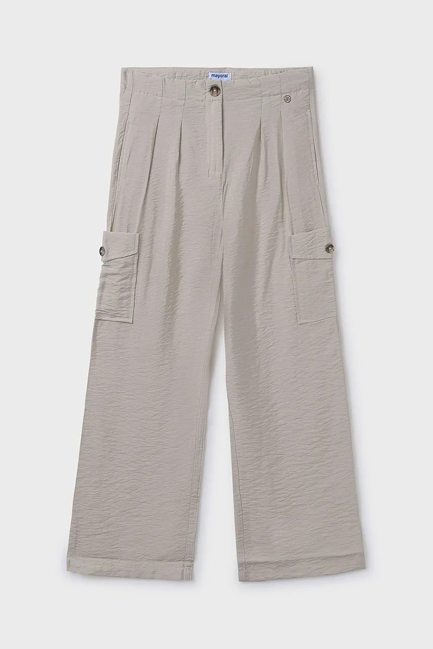 Mayoral pantaloni copii cargo culoarea bej, neted, 6536