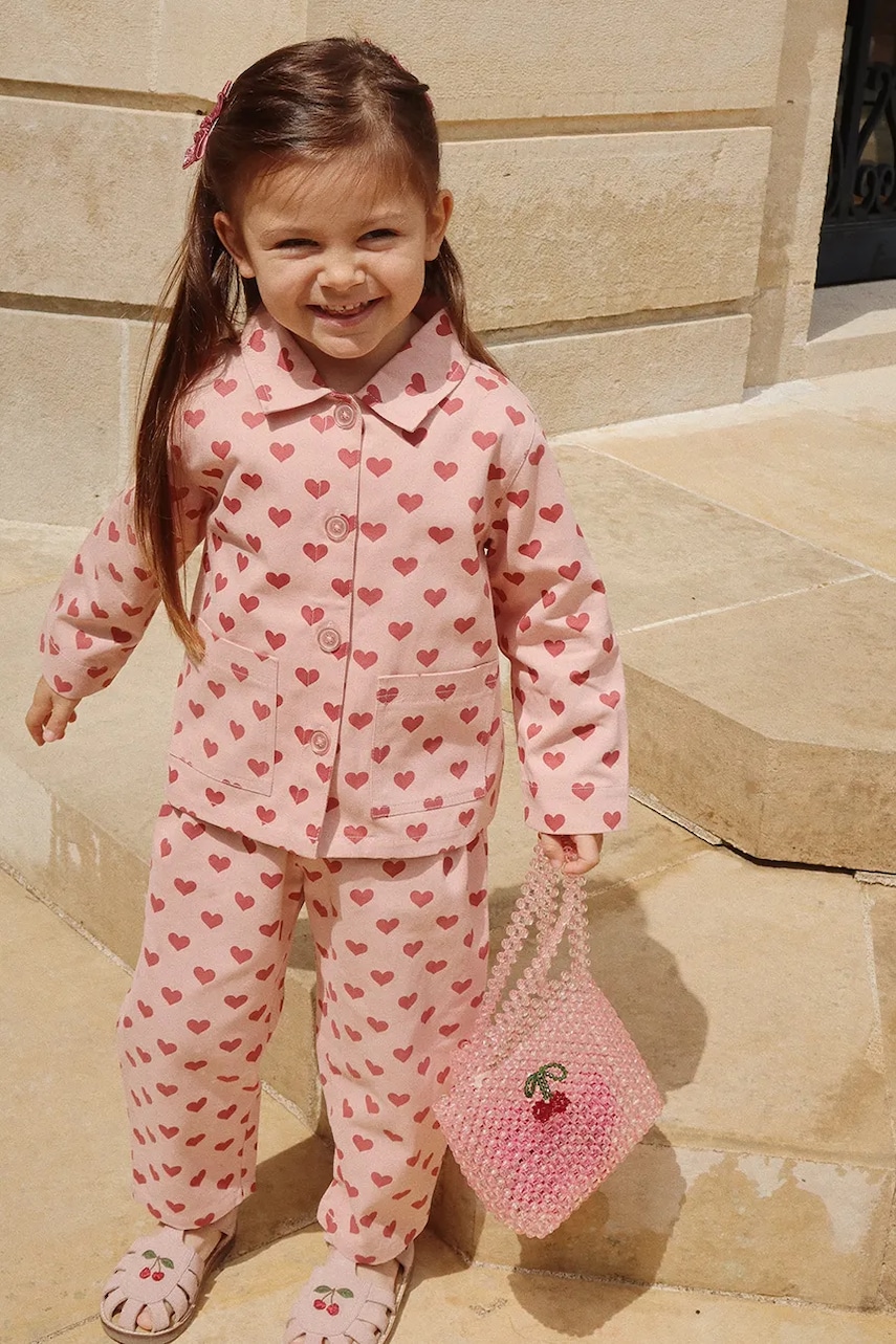 Konges Sløjd pantaloni de bumbac pentru copii FEN PANTS GOTS culoarea roz, cu imprimeu, KS102279 Konges Sløjd pantaloni de bumbac pentru copii FEN PANTS GOTS culoarea roz, cu imprimeu, KS102279
