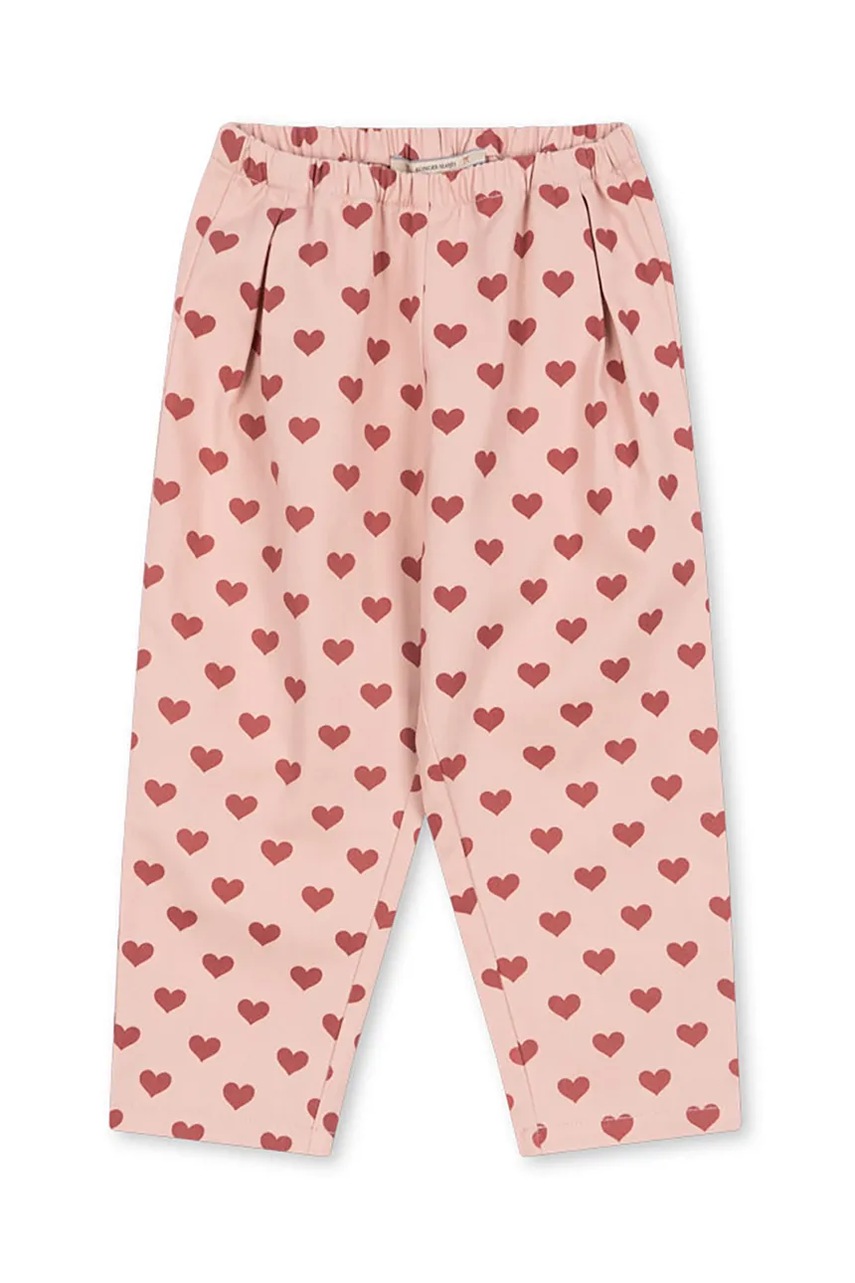 Детские хлопковые брюки Konges Sløjd FEN PANTS GOTS цвет розовый с узором KS102279