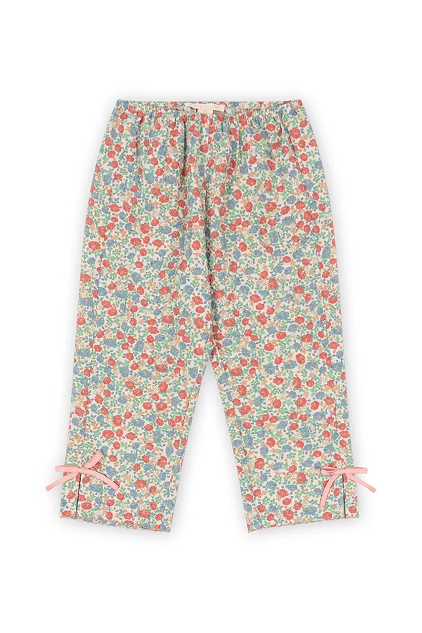 Levně Dětské kalhoty Konges Sløjd ELIN SLIT PANTS GOTS tyrkysová barva, vzorované, KS102433