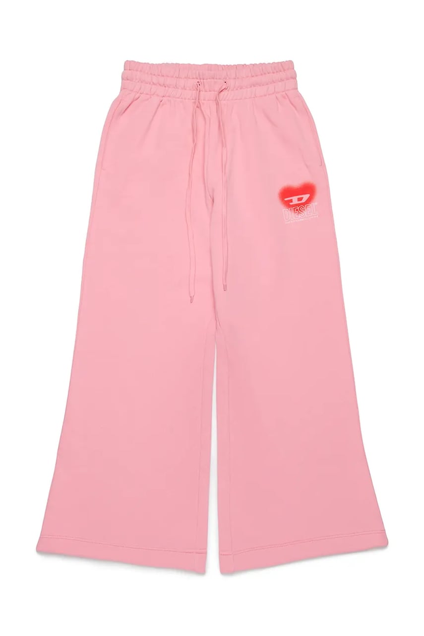 Diesel pantaloni de trening din bumbac pentru copii PCUORE TROUSERS culoarea roz, cu imprimeu, J02231 Diesel pantaloni de trening din bumbac pentru copii PCUORE TROUSERS culoarea roz, cu imprimeu, J02231