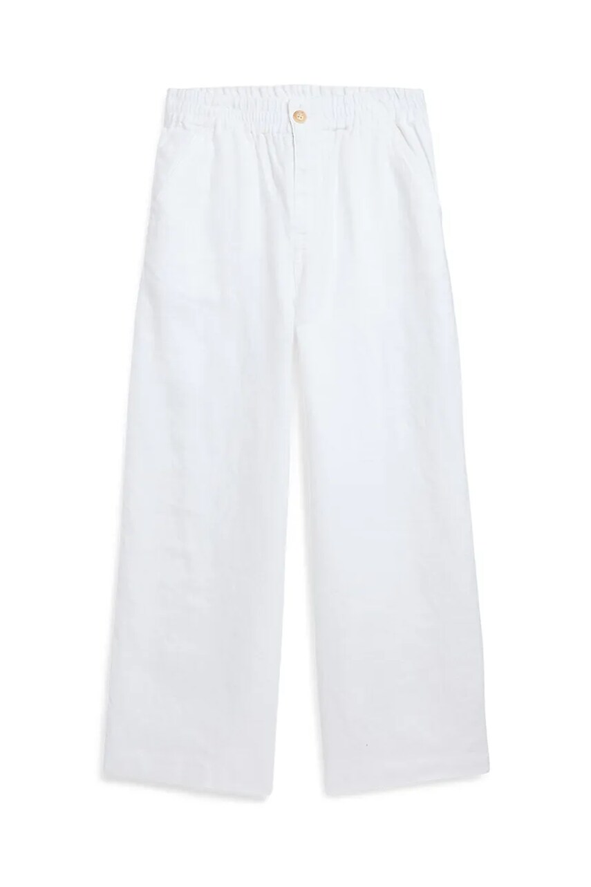 Levně Dětské plátěné kalhoty Polo Ralph Lauren bílá barva, 313901828001