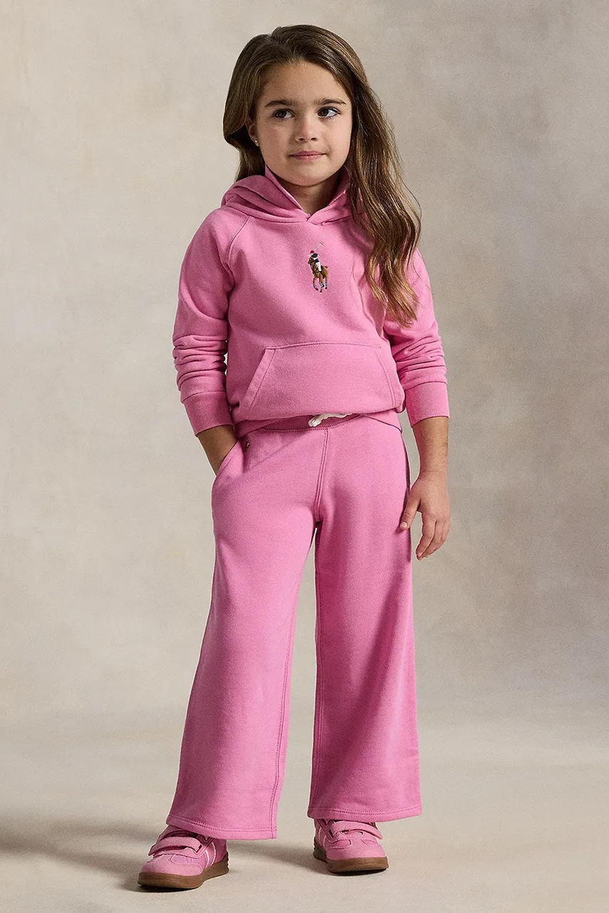 Levně Dětské tepláky Polo Ralph Lauren růžová barva, hladké, 312957843002
