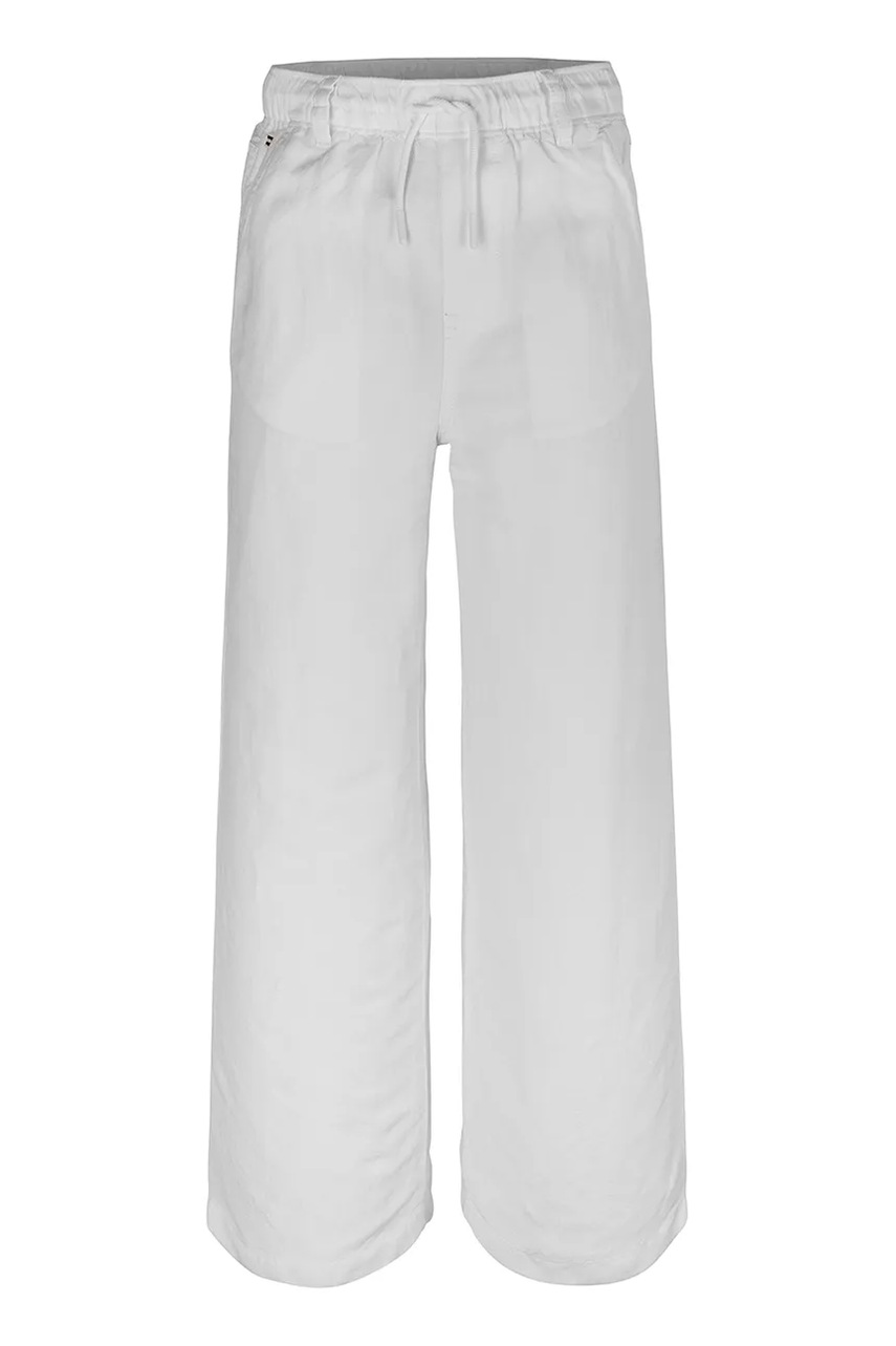 Детские льняные брюки Tommy Hilfiger цвет белый однотонные KG0KG08425