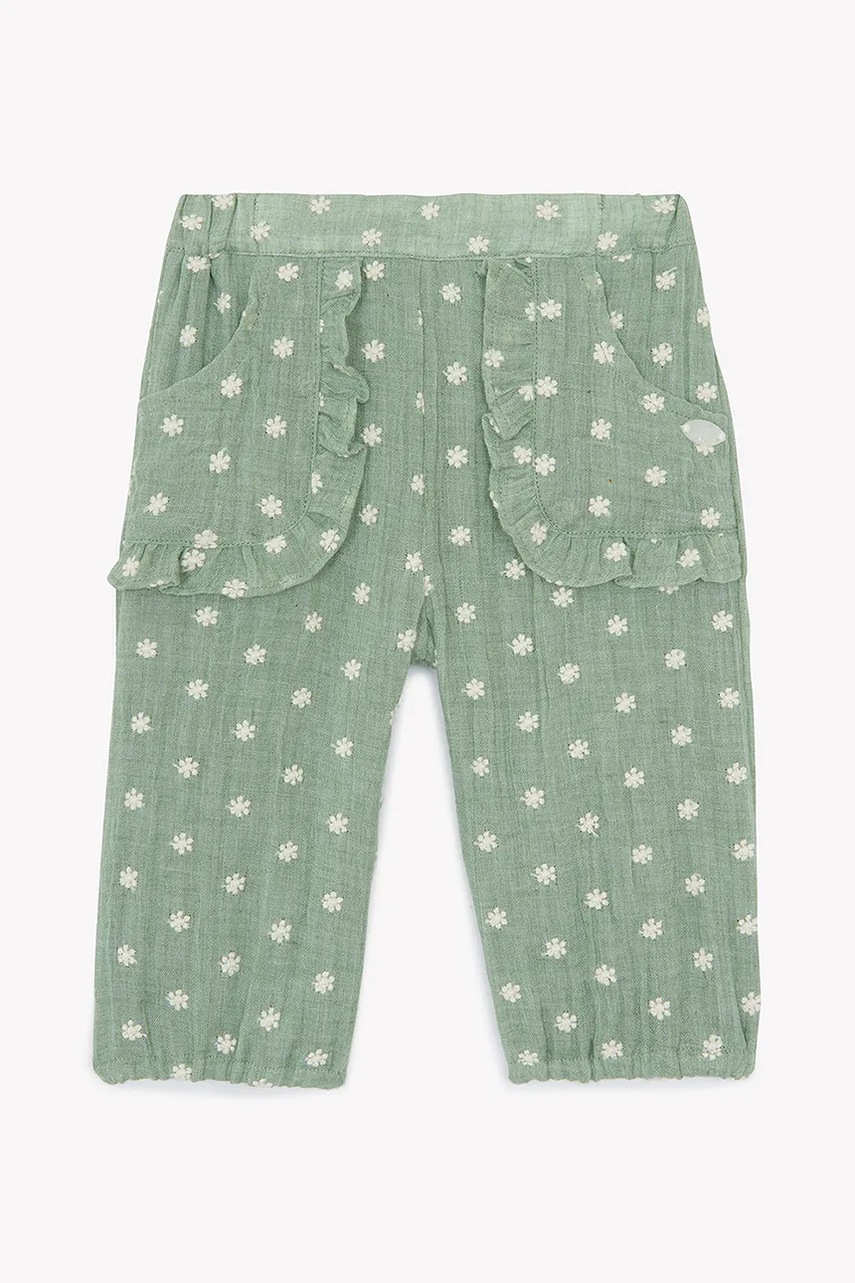 Tartine et Chocolat pantaloni din amestec de in pentru bebe culoarea turcoaz, modelator, CA22021