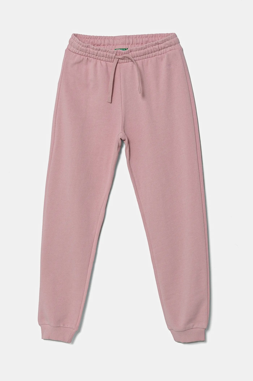 United Colors of Benetton pantaloni de trening din bumbac pentru copii culoarea roz, uni, 3J68CF02H United Colors of Benetton pantaloni de trening din bumbac pentru copii culoarea roz, uni, 3J68CF02H