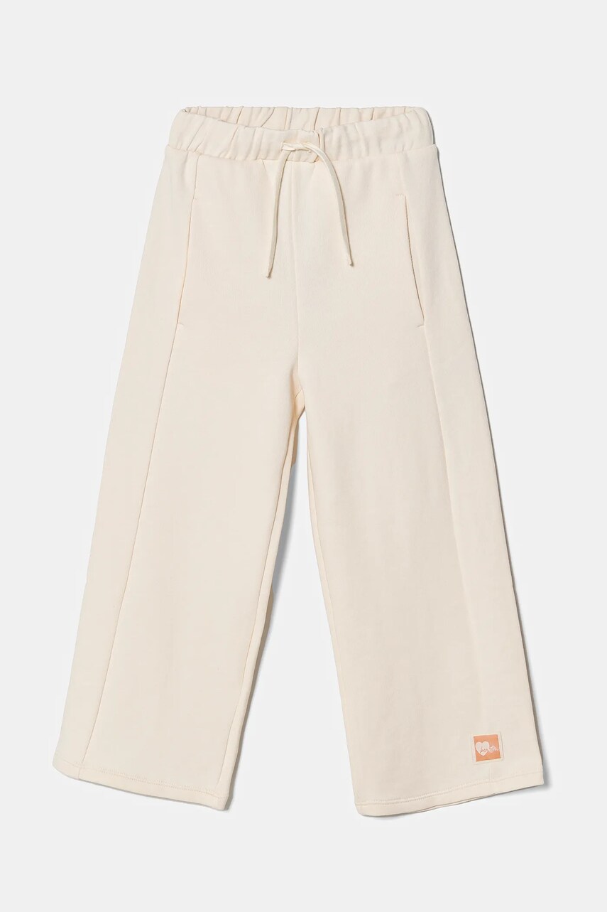 United Colors of Benetton pantaloni de trening din bumbac pentru copii culoarea bej, neted, 3UNICF061