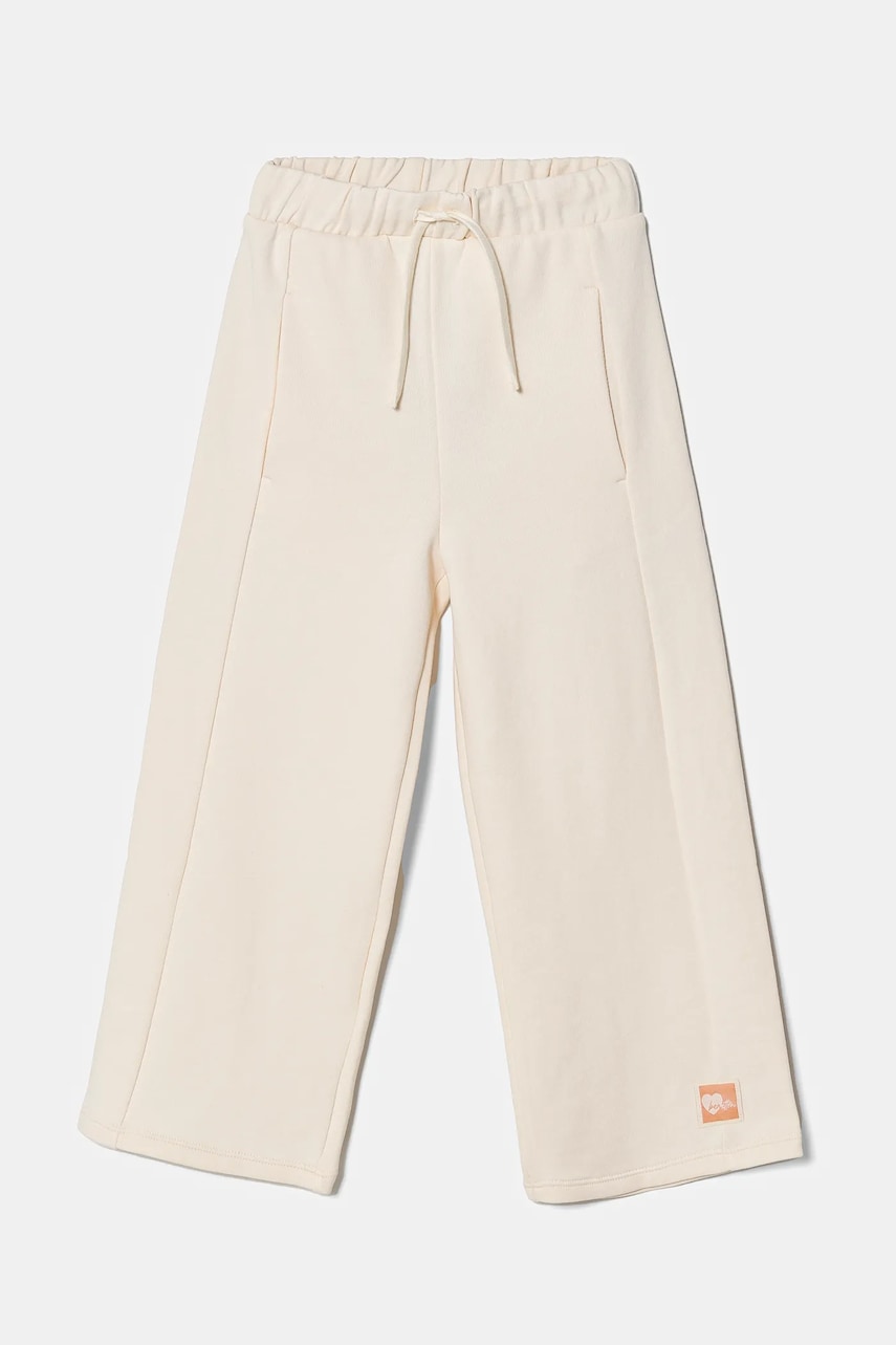 United Colors of Benetton pantaloni de trening din bumbac pentru copii culoarea bej, neted, 3UNICF061