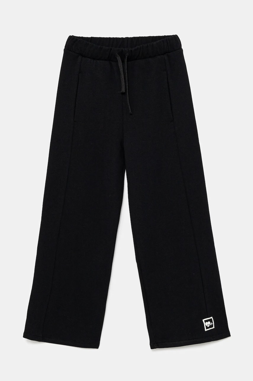 United Colors of Benetton pantaloni de trening din bumbac pentru copii culoarea negru, neted, 3UNICF061