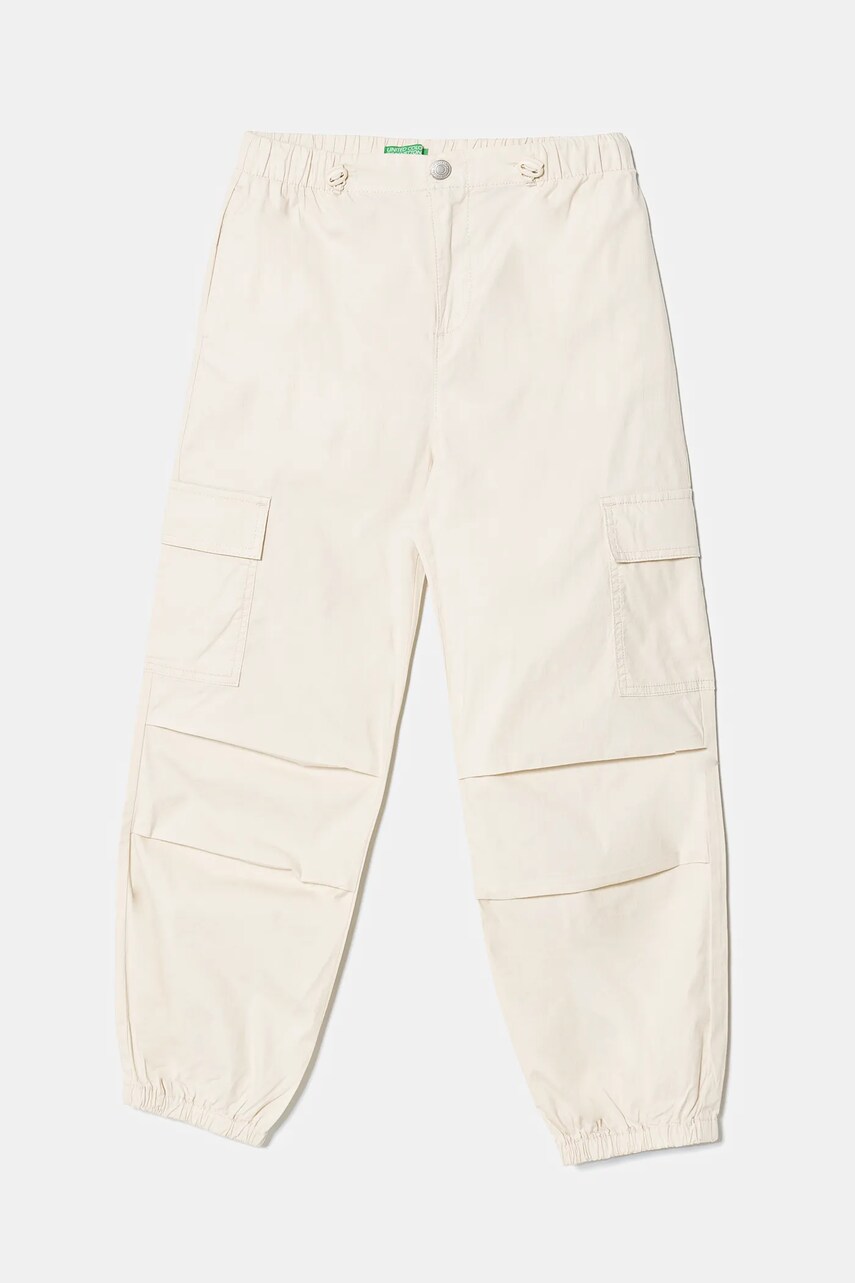 United Colors of Benetton pantaloni copii culoarea bej, neted, 4L2VCF046