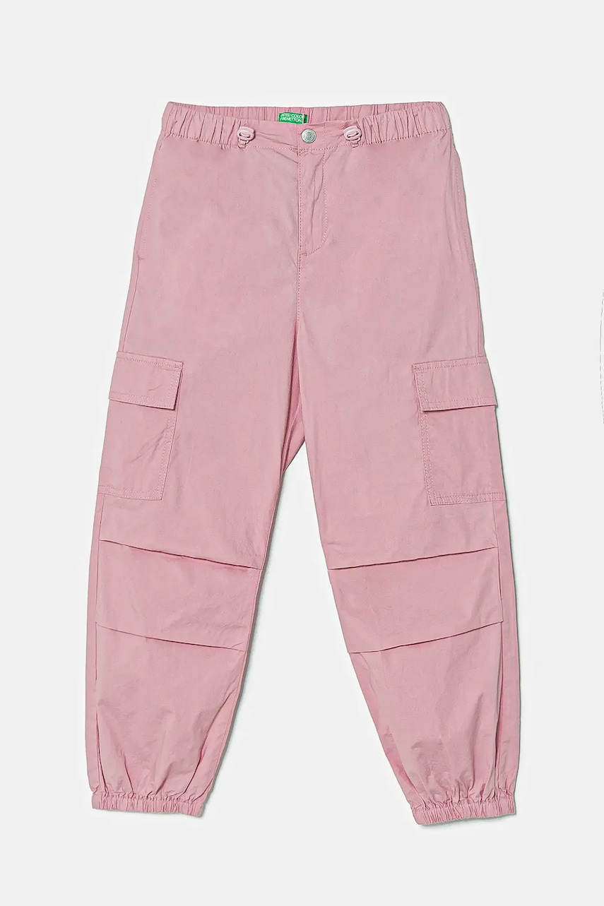 United Colors of Benetton pantaloni copii culoarea roz, neted, 4L2VCF046