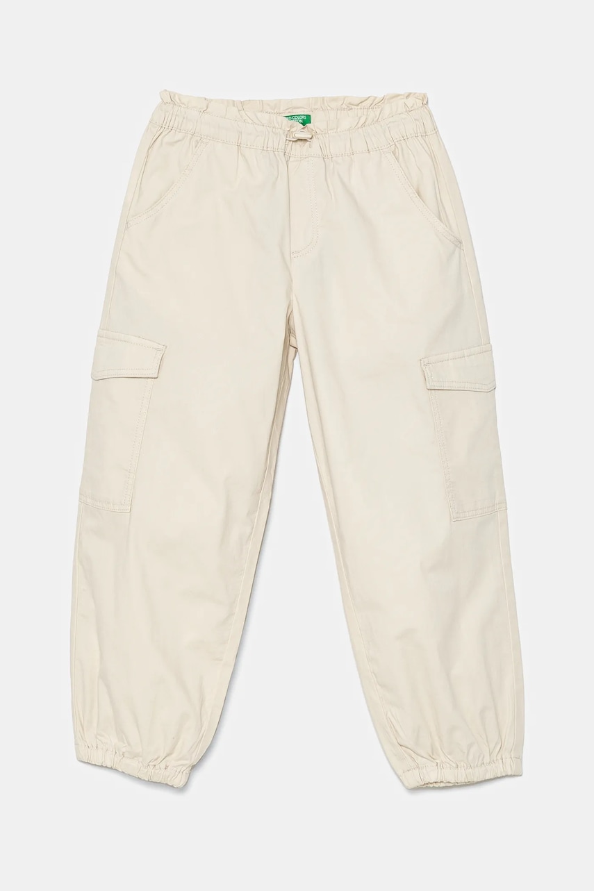 United Colors of Benetton pantaloni copii culoarea bej, neted, 4L2VGF028