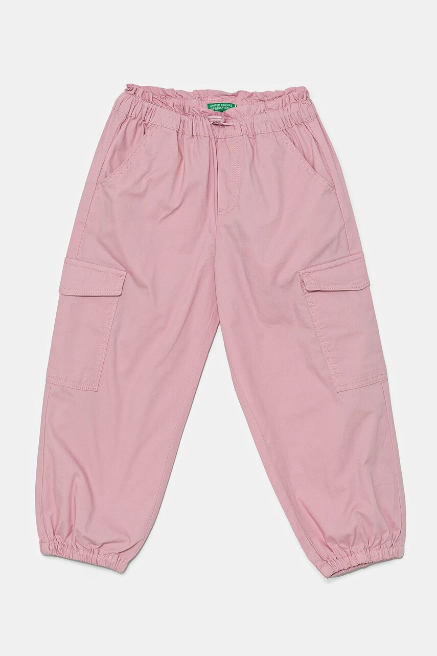 United Colors of Benetton pantaloni copii culoarea roz, neted, 4L2VGF028