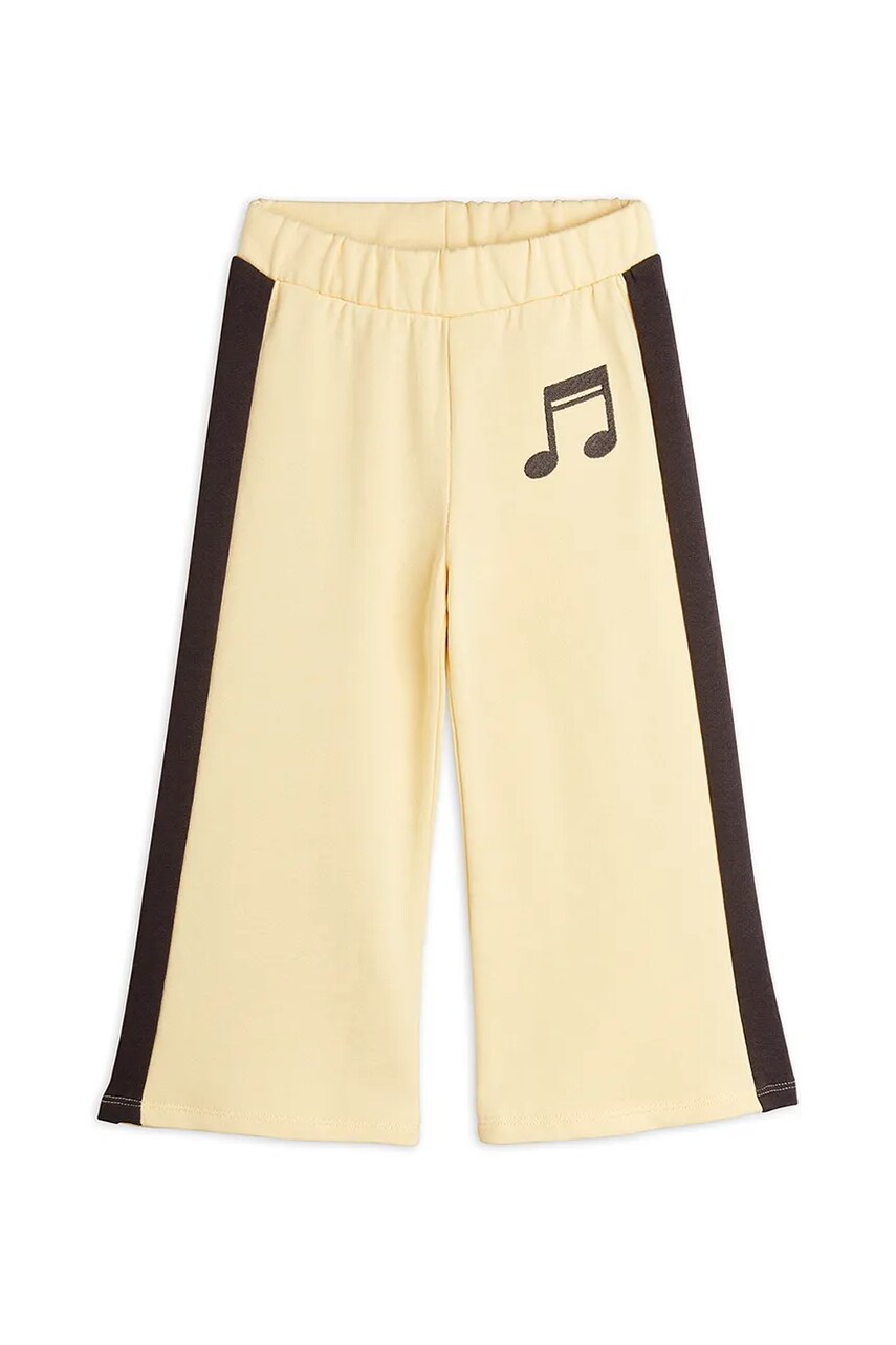 Mini Rodini pantaloni de trening din bumbac pentru copii Note culoarea galben, cu imprimeu, 2523011123