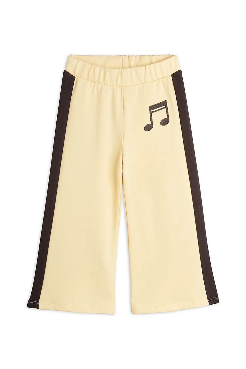 Mini Rodini pantaloni de trening din bumbac pentru copii Note culoarea galben, cu imprimeu, 2523011123