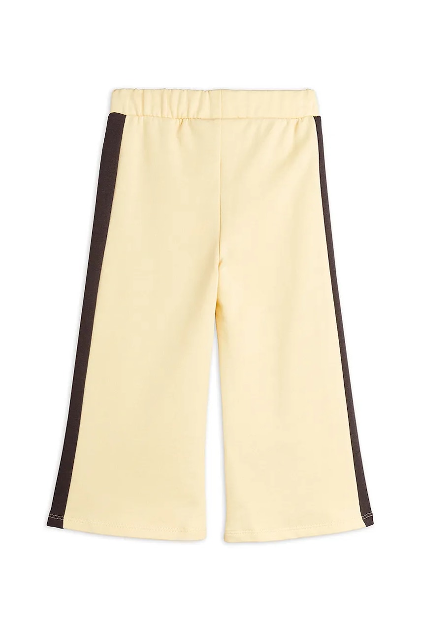 Детские хлопковые штаны Mini Rodini Note цвет жёлтый с аппликацией 2523011123 Детские хлопковые штаны Mini Rodini Note цвет жёлтый с аппликацией 2523011123