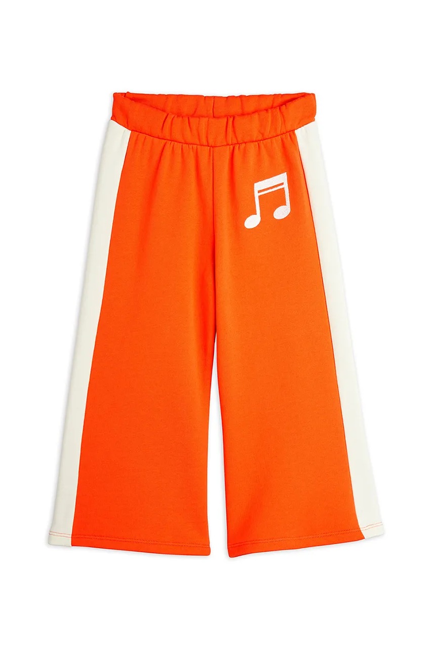 Mini Rodini pantaloni de trening din bumbac pentru copii Note culoarea portocaliu, cu imprimeu, 2523011142