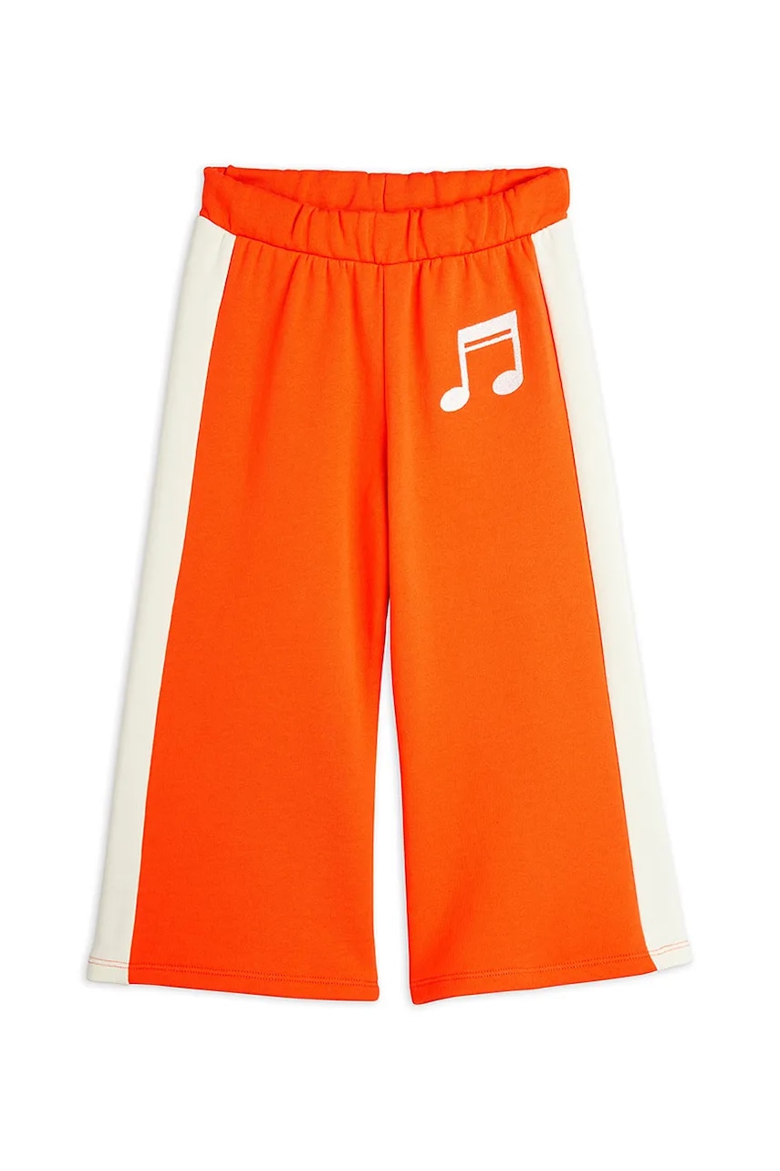 Mini Rodini pantaloni de trening din bumbac pentru copii Note culoarea portocaliu, cu imprimeu, 2523011142