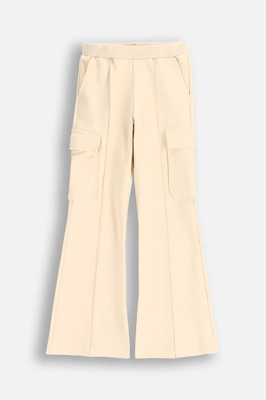 Coccodrillo pantaloni de trening pentru copii culoarea bej, neted, NOSTALGIC MEADOW GIRL JUNIOR