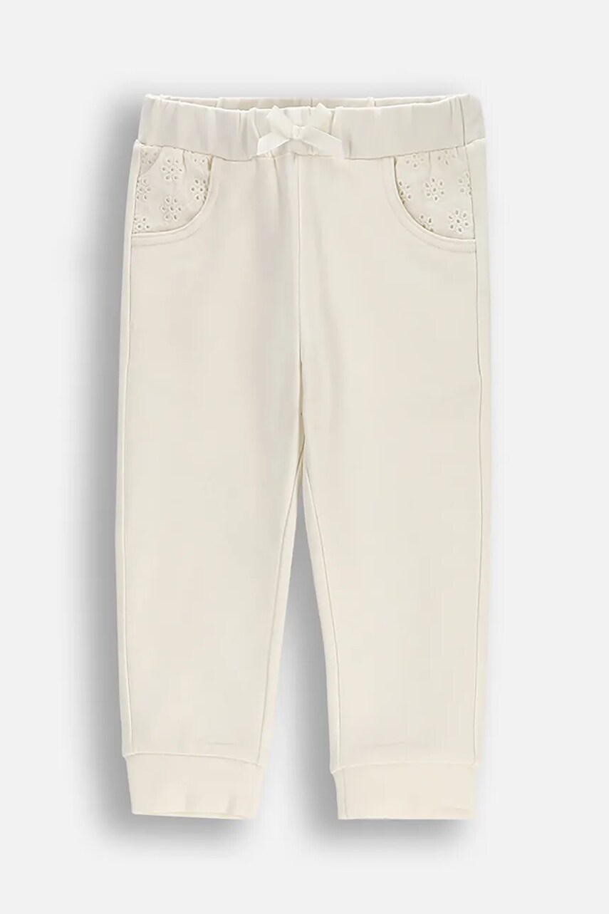 Coccodrillo pantaloni de trening pentru bebeluși culoarea bej, neted, NOSTALGIC MEADOW GIRL NEWBORN