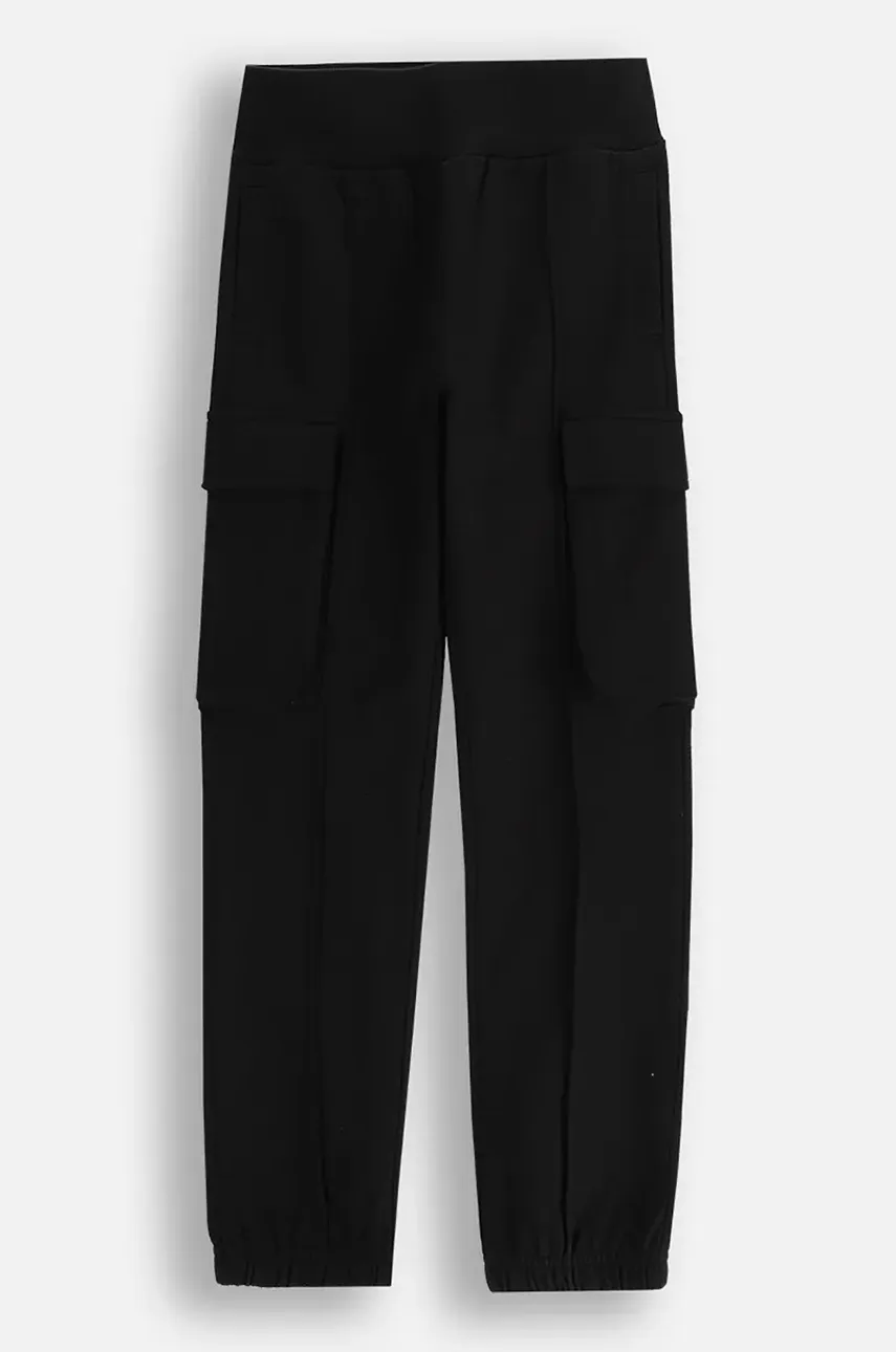 Coccodrillo pantaloni de trening din bumbac pentru copii culoarea negru, uni, MAXITROPIC GIRL JUNIOR