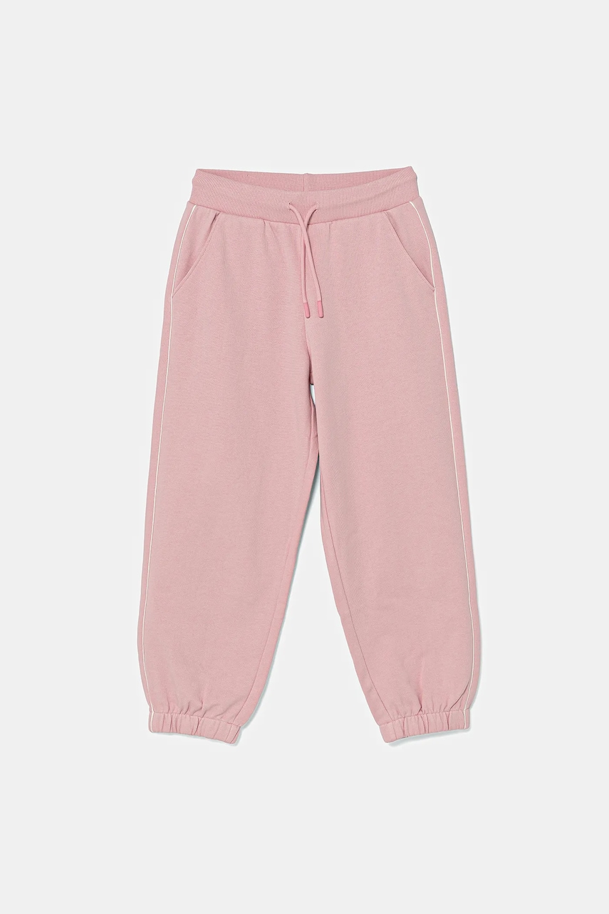 United Colors of Benetton pantaloni de trening din bumbac pentru copii culoarea roz, uni, 3UNICF060 United Colors of Benetton pantaloni de trening din bumbac pentru copii culoarea roz, uni, 3UNICF060
