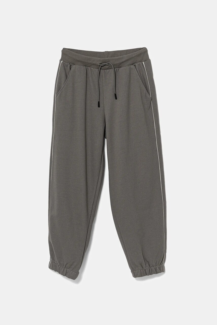United Colors of Benetton pantaloni de trening din bumbac pentru copii culoarea gri, uni, 3UNICF060