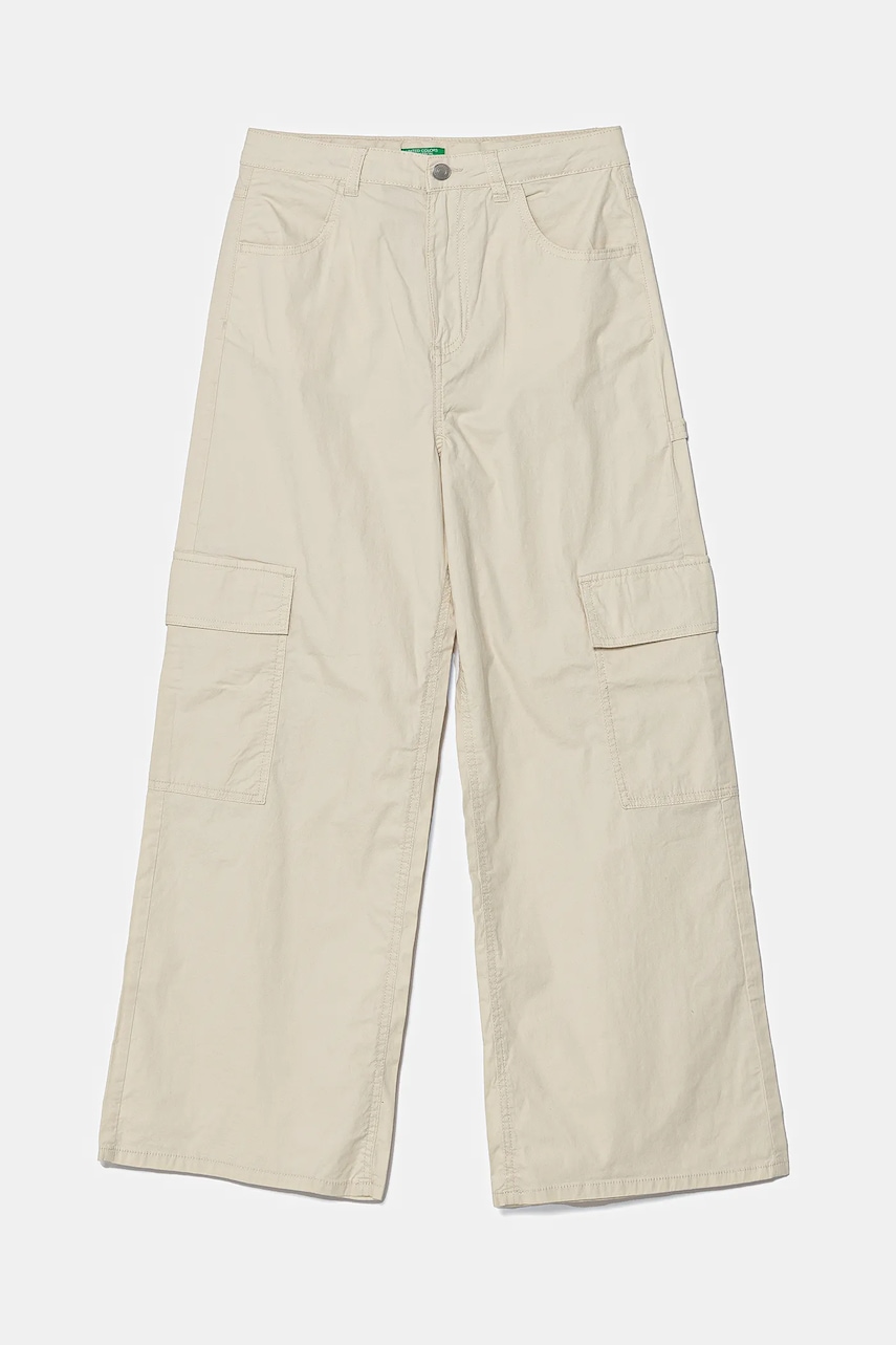 United Colors of Benetton pantaloni copii culoarea bej, uni, 4L2VCE040