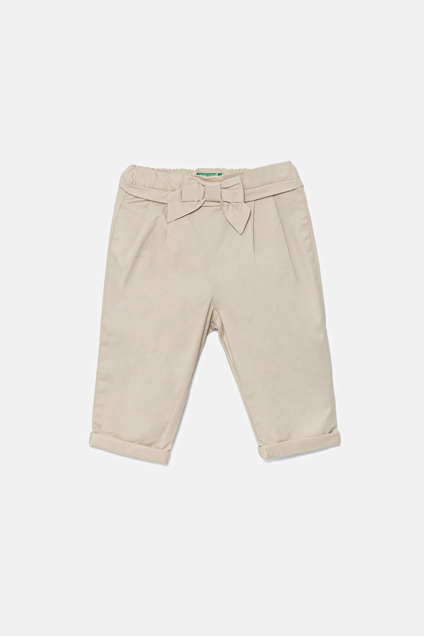 United Colors of Benetton pantaloni copii culoarea bej, uni, 4T48GF02C