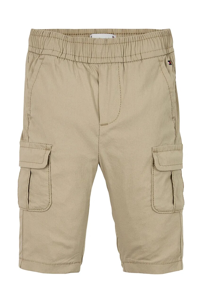 Levně Kojenecké kalhoty Tommy Hilfiger béžová barva, hladké, KN0KN01956