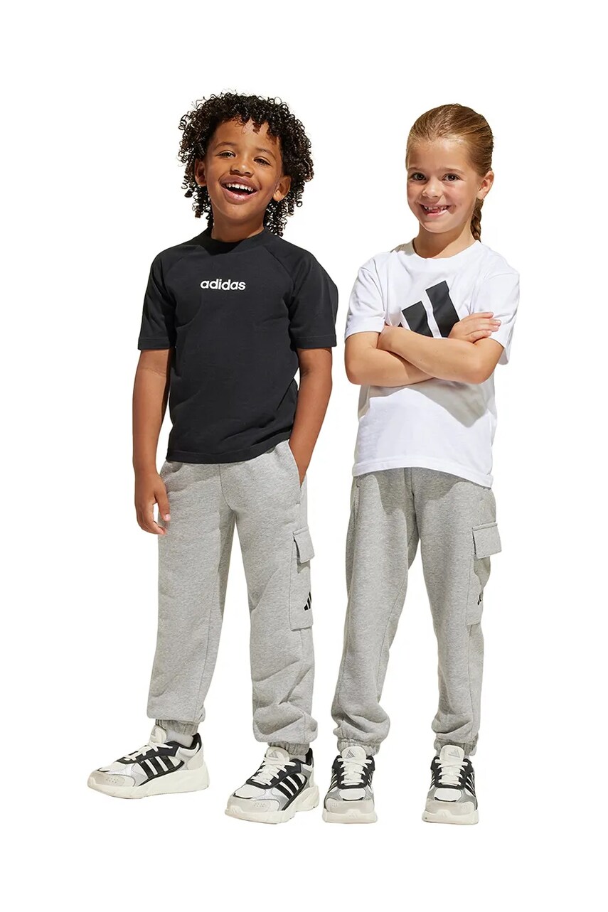 adidas pantaloni de trening pentru copii culoarea gri, melanj, JC9755