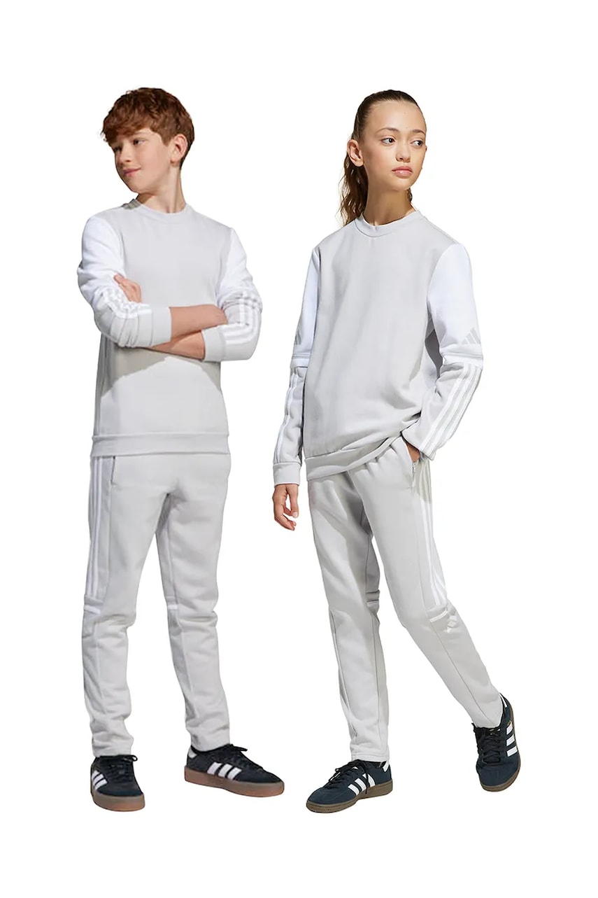 adidas Performance pantaloni de trening pentru copii culoarea gri, modelator, JD4823 adidas Performance pantaloni de trening pentru copii culoarea gri, modelator, JD4823