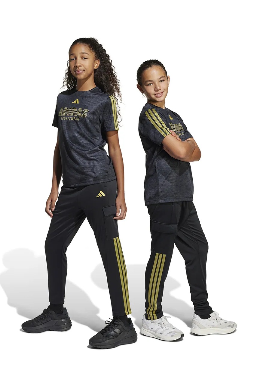 adidas pantaloni de trening pentru copii culoarea negru, cu imprimeu, JI6187