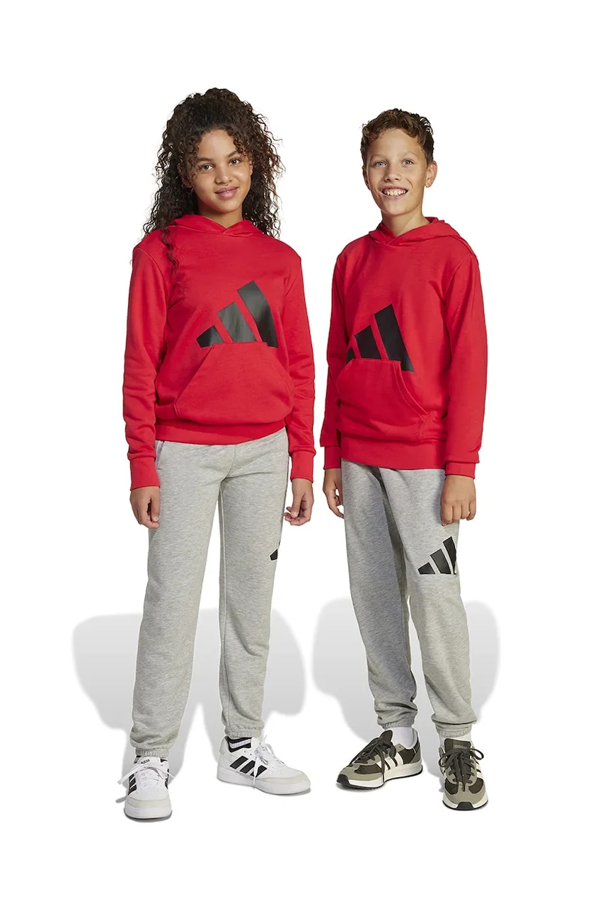 adidas pantaloni de trening pentru copii culoarea gri, cu imprimeu, JD2092