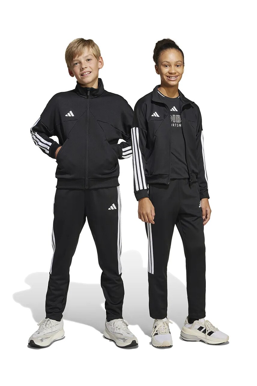 adidas pantaloni de trening pentru copii culoarea negru, cu imprimeu, JI6173