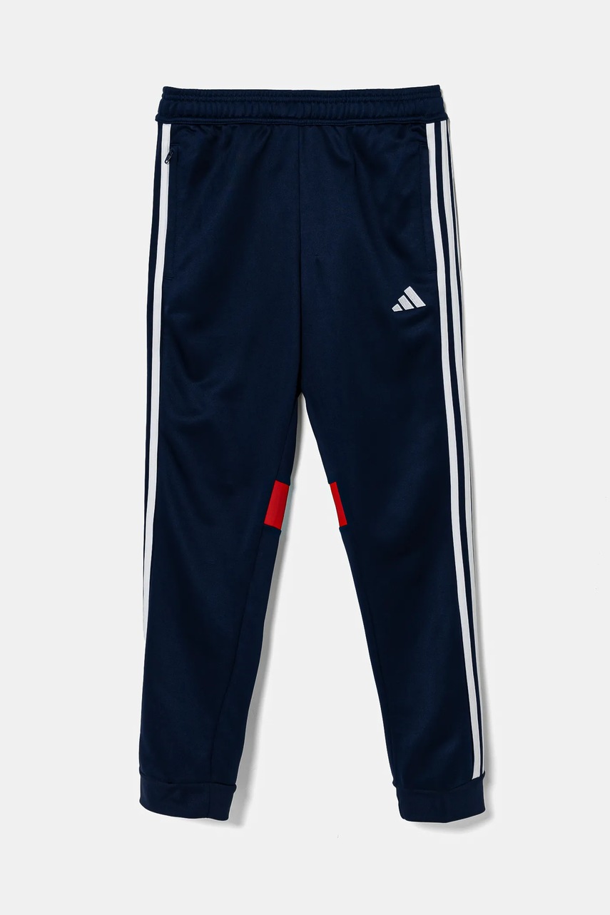 Дитячі спортивні штани adidas Performance колір синій з аплікацією JD3062