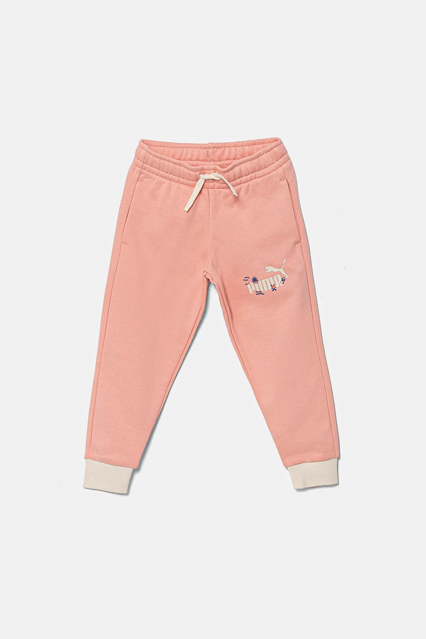 Puma pantaloni de trening SANDY ADVENTURES Sweatpants TR culoarea portocaliu, cu imprimeu, 685159