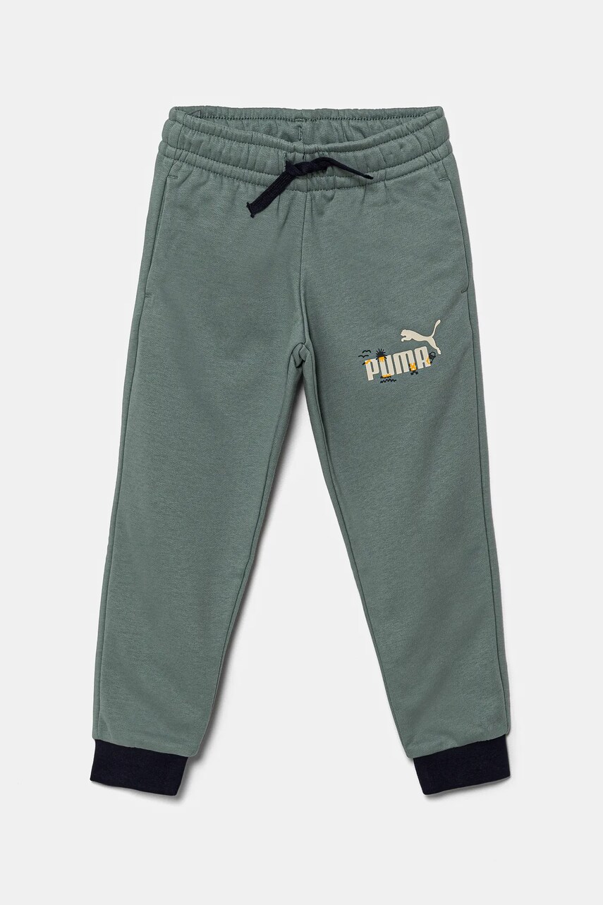 Puma pantaloni de trening SANDY ADVENTURES Sweatpants TR culoarea verde, cu imprimeu, 685159