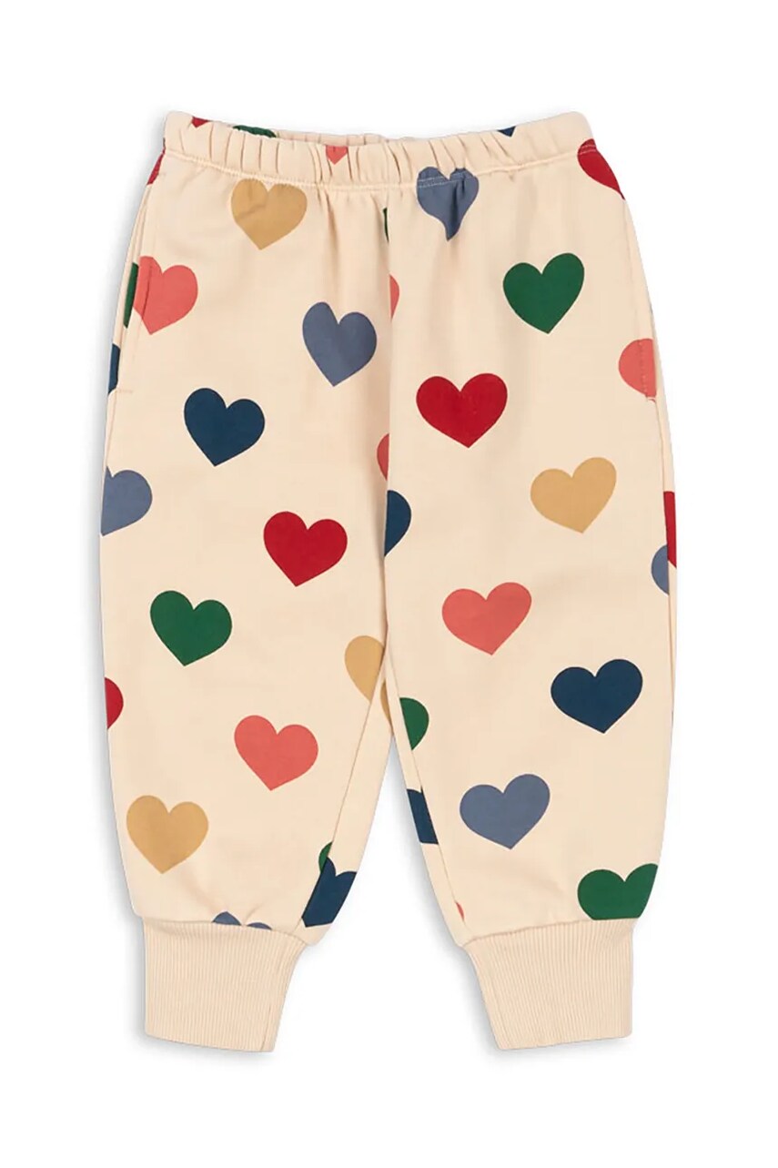 Konges Sløjd pantaloni de trening pentru copii LOU SWEAT PANTS OCS culoarea bej, cu imprimeu, KS102593
