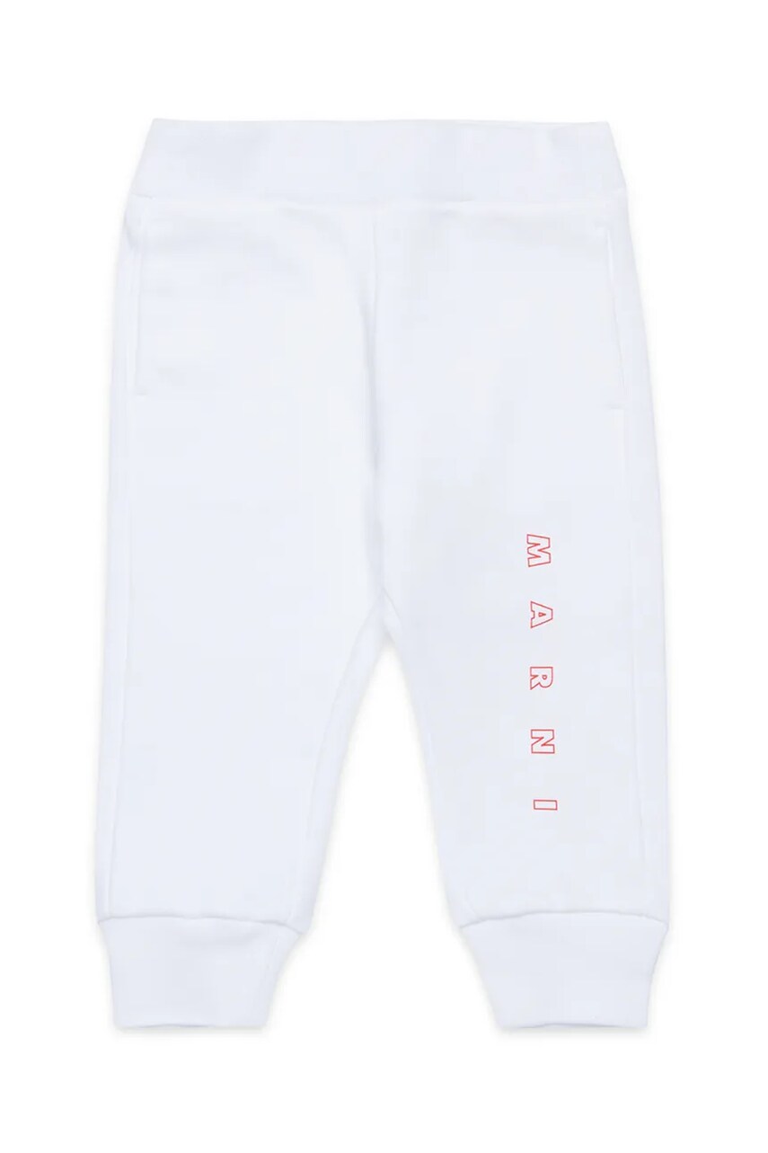 Marni pantaloni de trening din bumbac pentru bebeluși MP192B TROUSERS culoarea alb, cu imprimeu, M01436