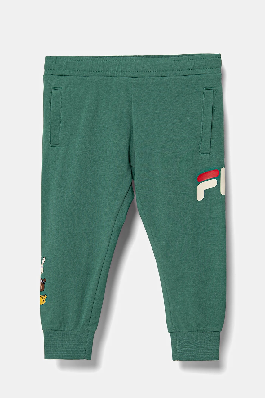 Fila pantaloni de trening pentru copii LASIN culoarea verde, cu imprimeu, FAK0395 Fila pantaloni de trening pentru copii LASIN culoarea verde, cu imprimeu, FAK0395