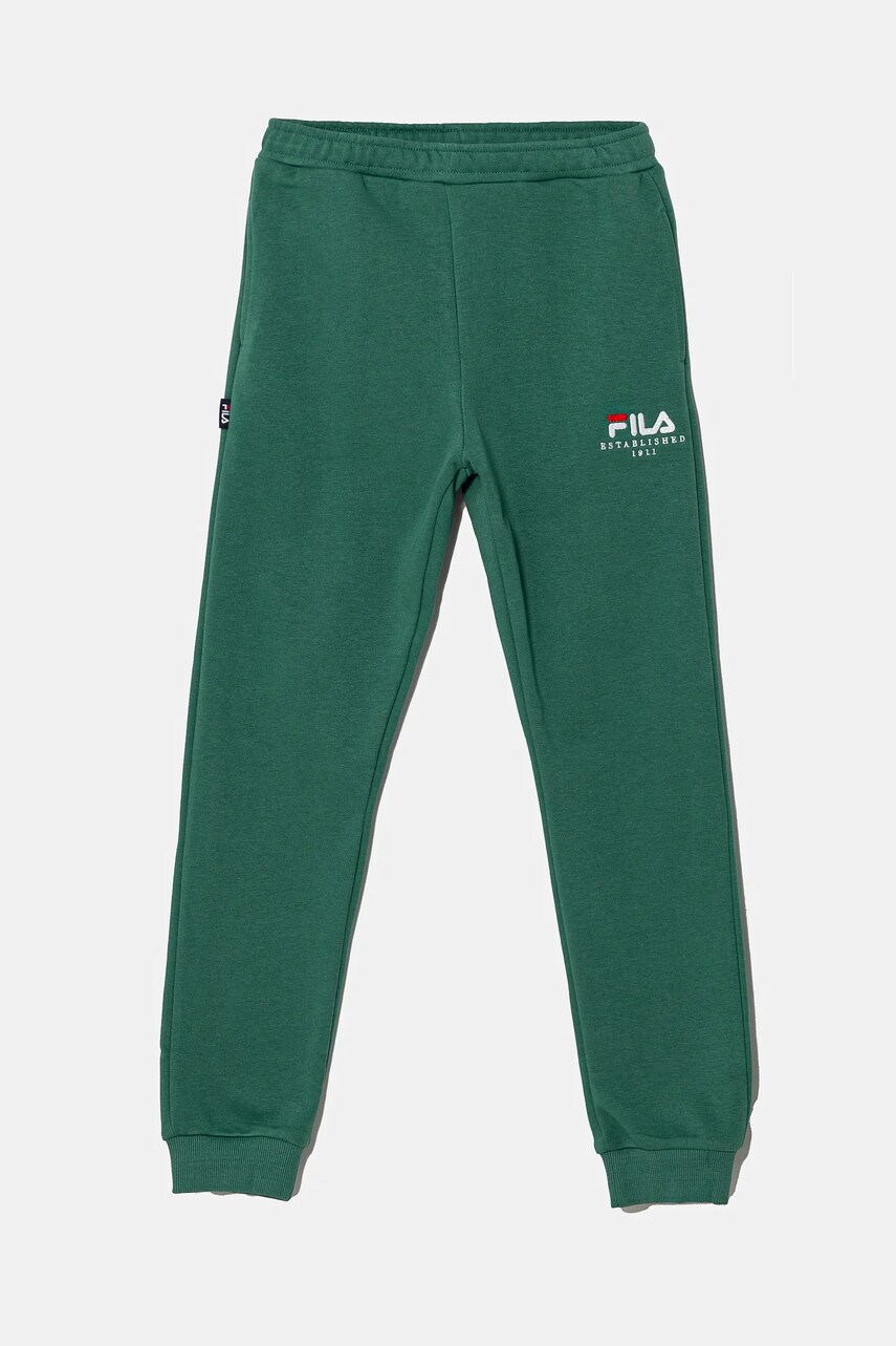 Fila pantaloni de trening pentru copii LOFFENAU culoarea verde, neted, FAT0625 Fila pantaloni de trening pentru copii LOFFENAU culoarea verde, neted, FAT0625