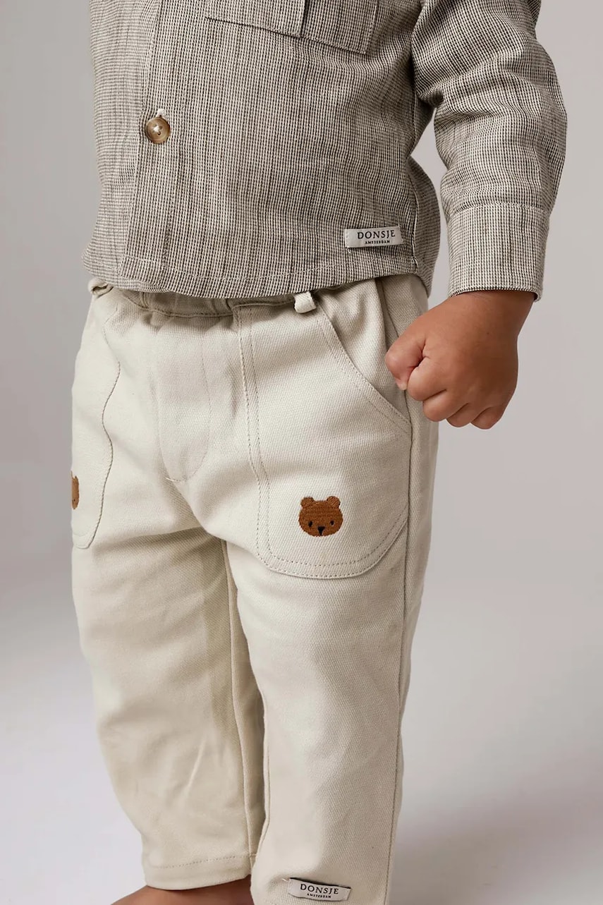Donsje pantaloni de bumbac pentru copii Kassim Trousers Bear culoarea bej, neted, 4096301 Donsje pantaloni de bumbac pentru copii Kassim Trousers Bear culoarea bej, neted, 4096301