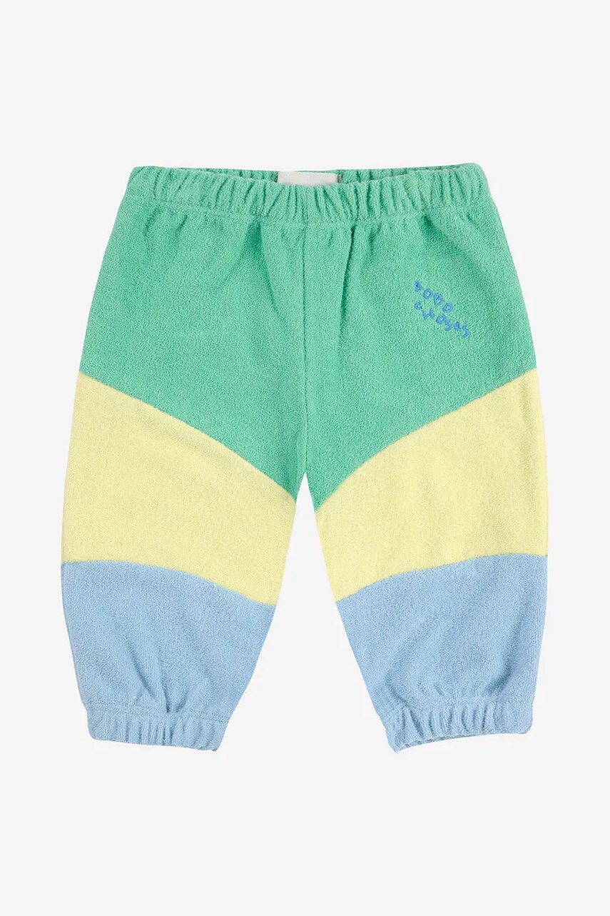 Bobo Choses pantaloni de trening pentru bebeluși culoarea verde, neted, 125AB057