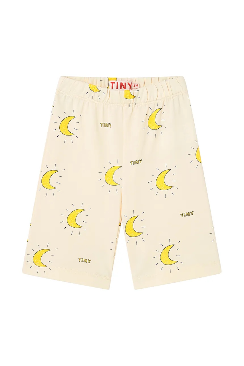 Tinycottons pantaloni din bumbac pentru bebeluși MIDNIGHT SUN BABY PANT culoarea galben, modelator, SS25-024