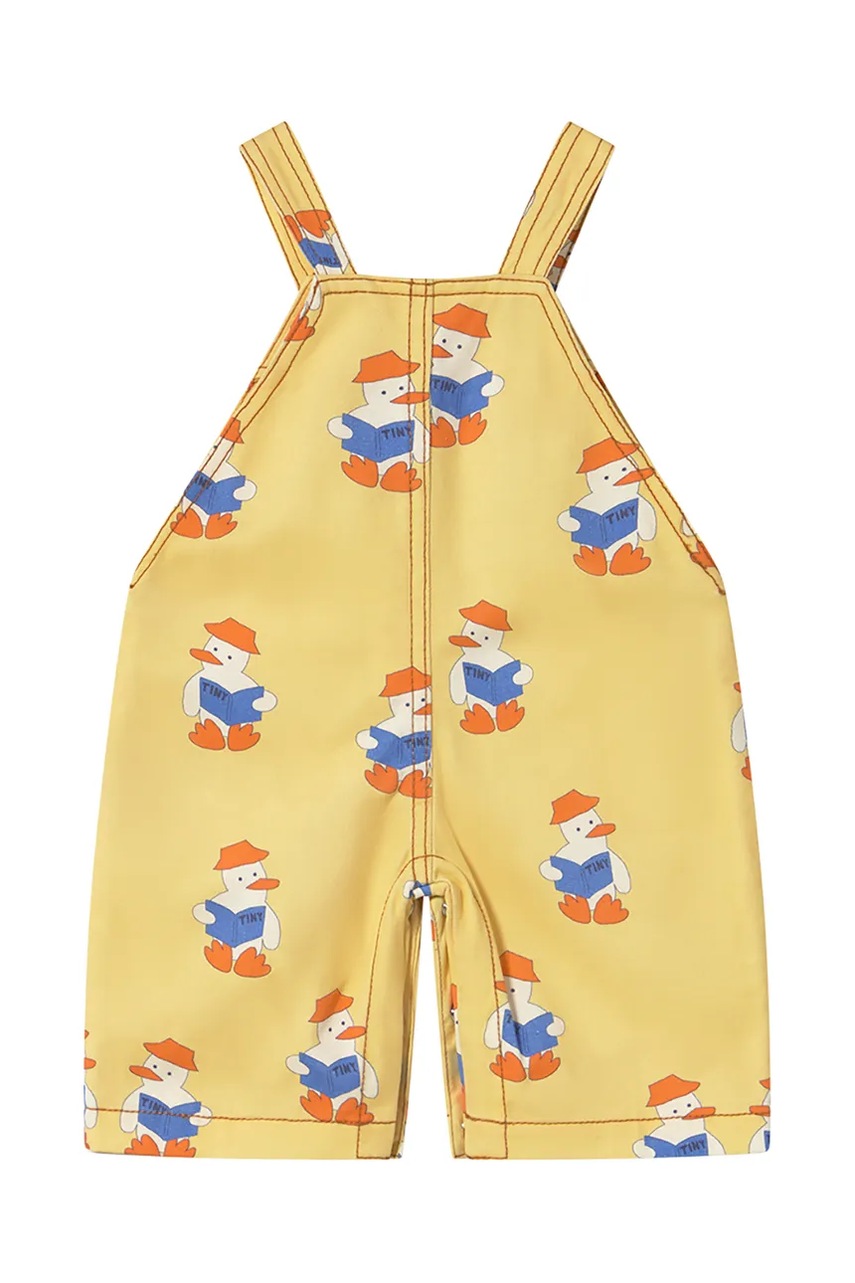 Комбінезон для немовлят Tinycottons BABY READERS DUNGAREE колір жовтий з принтом SS25-195