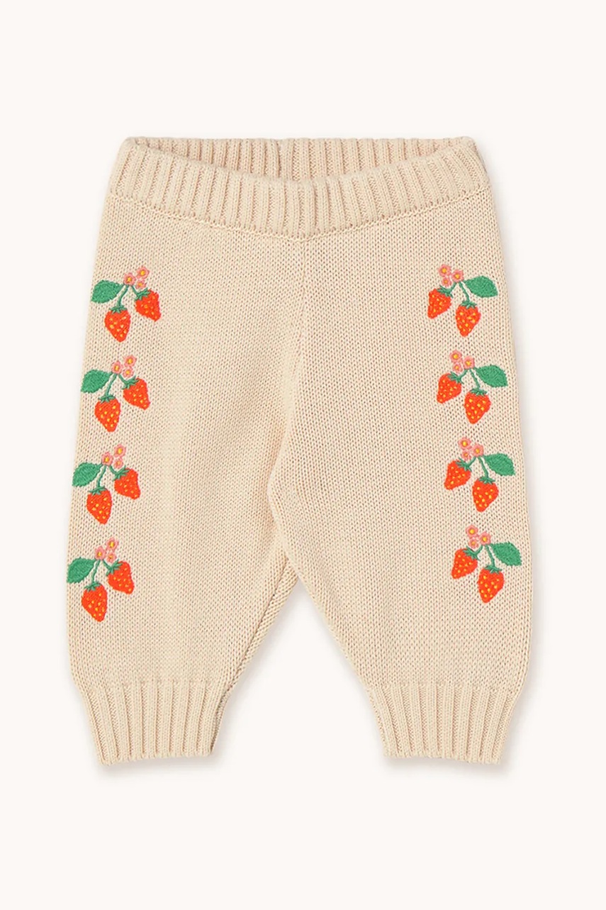 Хлопковые штаны для младенцев Tinycottons STRAWBERRIES BABY KNITTED PANT цвет бежевый с аппликацией SS25-303 Хлопковые штаны для младенцев Tinycottons STRAWBERRIES BABY KNITTED PANT цвет бежевый с аппликацией SS25-303